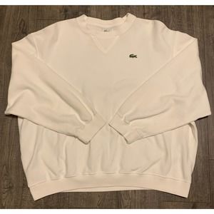 Lacoste Jumper Mens XL Size 7 White Sweater Pullover Cew Neck Croc Y2K Cotton